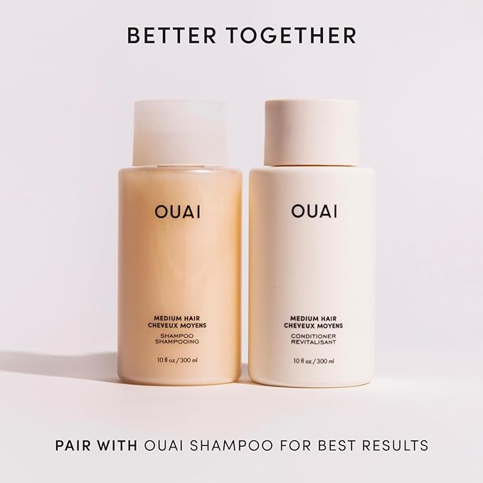 OUAI Medium Conditioner Travel Size - Hydrating Hair Conditioner with Coconut Oil, Babassu Oil, and Keratin - Strengthens, Repairs and Adds Shine - Paraben and Phthalate Free Hair Care Products (3 Oz)