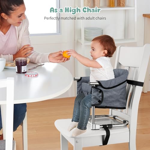 Booster Seat for Dining Table: Portable Toddler Booster Chair with Safety Buckle and Height Adjustable, Foldable Baby Feed...