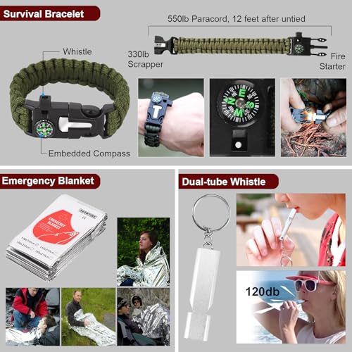 Gifts for Men Christmas - 118-in-1 Survival Kits - Military-Grade Survival Gear for Outdoor Adventures, Disaster Preparedn...