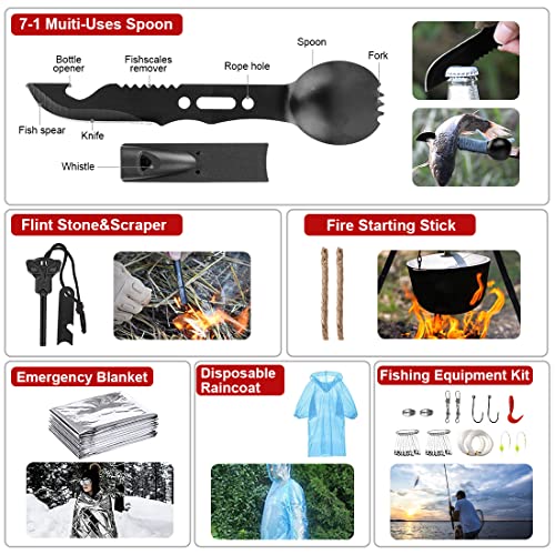 Survival Kits,222 PCS Emergency Survival Gear First Aid Kits with Molle System Compatible Bag Outdoor Camping Gear Emergen...
