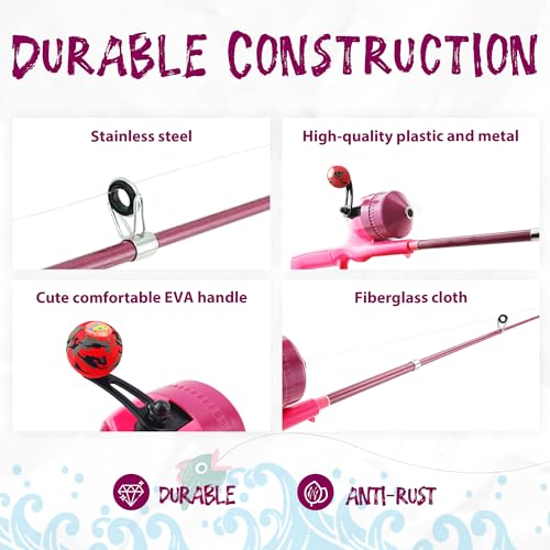 Kids Fishing Pole, Telescopic Fishing Rod, Toddler Collapsible Fishing Rod and Reel Combo with Tackle Box, Fishing Line, B...