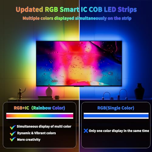 Gingsow RGB Smart IC COB LED Strip Light 18ft Addressable Chasing Color 12V LED Light Strip Multicolored Flexible RGB Ligh...