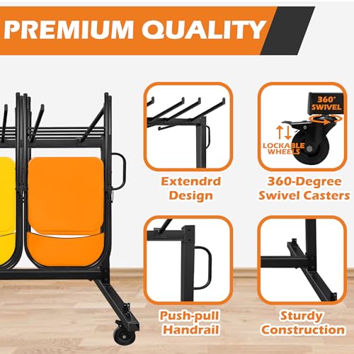 koretech Folding Chair Rack for 48 Chairs or 12 Tables, Folding Chair Cart with Wheels Heavy Duty, Chair Storage Dolly for...