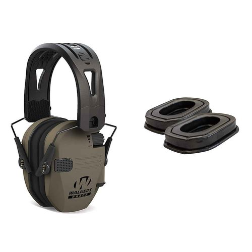 Walker's Razor Tacti-Grip Earmuffs- Flat Dark Earth, High Performance Silicone Composite Slip Free Headband- Natural Sound Clarity Full Dynamic Range 23 NRR, fde & Game Ear Gel Filled Ear Pad, Multi