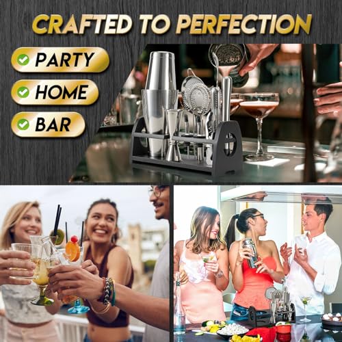 Semderm Pro Cocktail Shaker Set Mixology Bartender Kit- Extra Thick Stainless Steel Boston Shaker Set | Cocktail Kit Bar K...