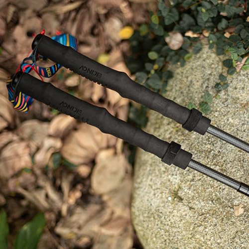 Carbon Fiber Trekking Poles with EVA Grip Lightweight Folding Walking SticksDrawstring Fixed for Hiking Running Mountainee...