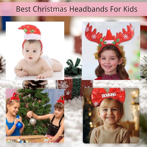 SEVEN STYLE 12 PCS Holiday Headbands,Cute Christmas head hat toppers,Great Fun and Festive for Christmas Party Favors Holi...