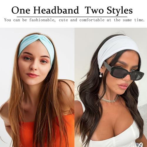 XTREND 6 Pcs Women's Headbands Twisted Cross Elastic Head Band Yoga Workout Head Non-Slip Sweat Soft Headbands Solid Color...