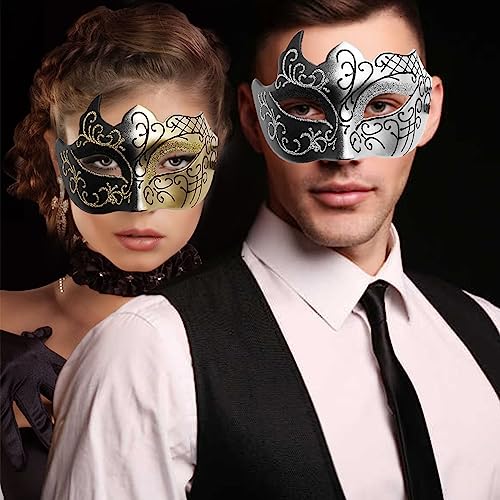 Ralleyfun Masquerade Mask for Men Couple Venetian Mask for Halloween Mardi Gras Costume Party Prom Ball