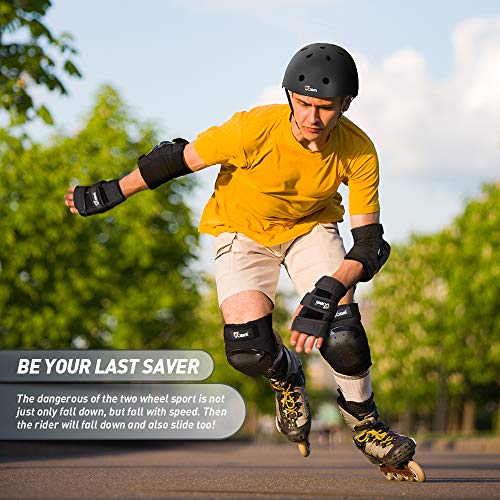 JBM Adult & Kid Skating Protective Gear Set for Beginner to Advanced, Skateboard Helmet Knee and Elbow Pads with Wrist Gua...