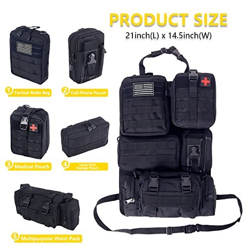 Universal Tactical Car Seat Back Organizer Bag Tactical Molle Vehicle Organizers Panel Vehicle Protector Organizers with 5...