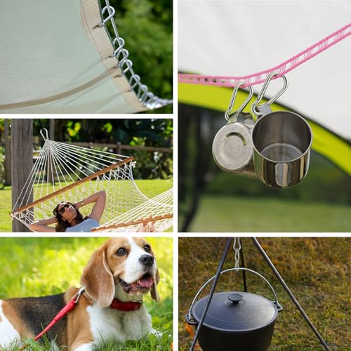 Large Carabiner Clip Hooks, 4pcs 5.5 inch Carabiners Heavy Duty, 304 Stainless Steel Spring Snap Hook Fits Camping Hanging...
