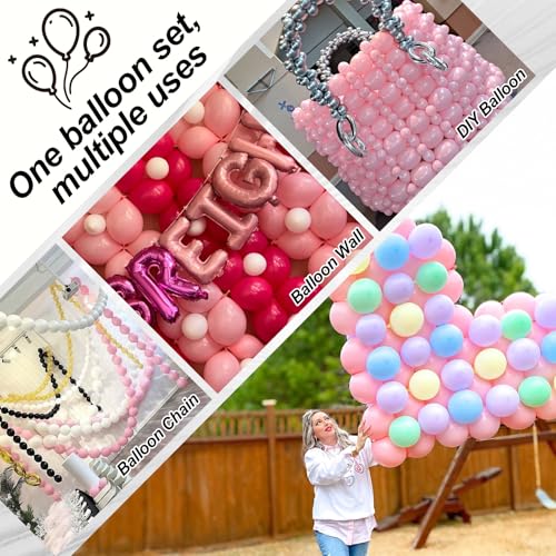 Pastel Pink Linking Balloons, 100PCS 6 Inch Small Baby Pink Link Balloons for Making Balloon Wall Heart Arch, Quick Linked...