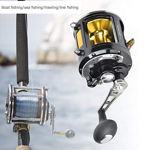 Leapiture TR12000 Saltwater Fishing Reel, Black, Ambidextrous, 8 Stainless Steel Bearings, Trolling, Casting