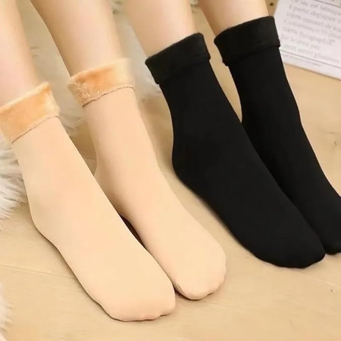 2pairs Winter Warm Socks Soft Thick Warm Plush Socks for women Solid Color Velvet Wool Snow Boots Floor Home Sleeping Sock