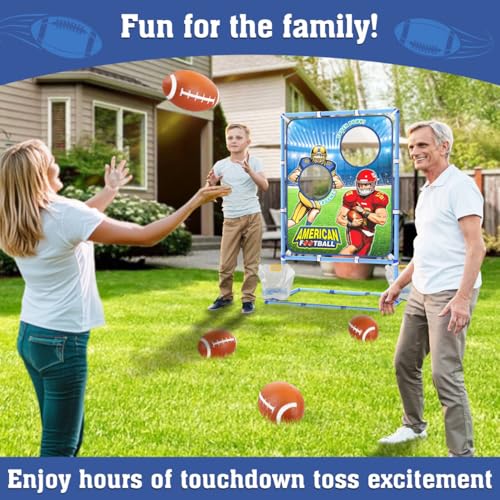 Polkoliye Football Toss Game with 4 Inflatable Balls, Indoor/Outdoor Football Throwing Target Toy for Kids Ages 4-7 8-12- ...