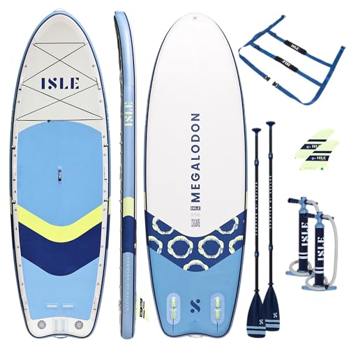ISLE Megalodon Inflatable Stand Up Paddle Board & iSUP Bundle Accessory Pack - Up to 1,050 lbs Capacity — Durable, Lightwe...
