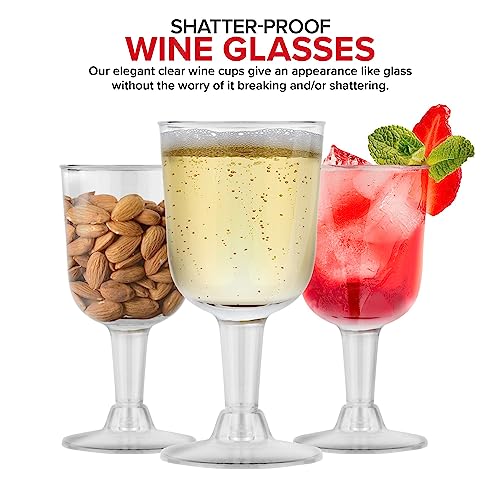 Stock Your Home 5 oz Clear Plastic Wine Glass (80 Pack) - BPA Free & Recyclable - Shatterproof Wine Goblet - Disposable & ...