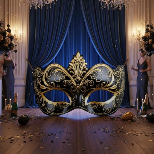 Beeveer 4.4 ft Masquerade Mask Cardboard Cutout Stand-up Life Size Mardi Gras Masquerade Ball Party Decoration Backdrop Ph...