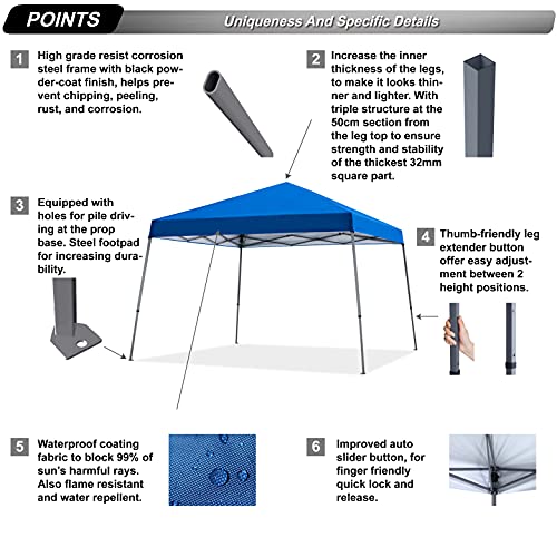 ABCCANOPY Stable Pop up Outdoor Canopy Tent, Blue