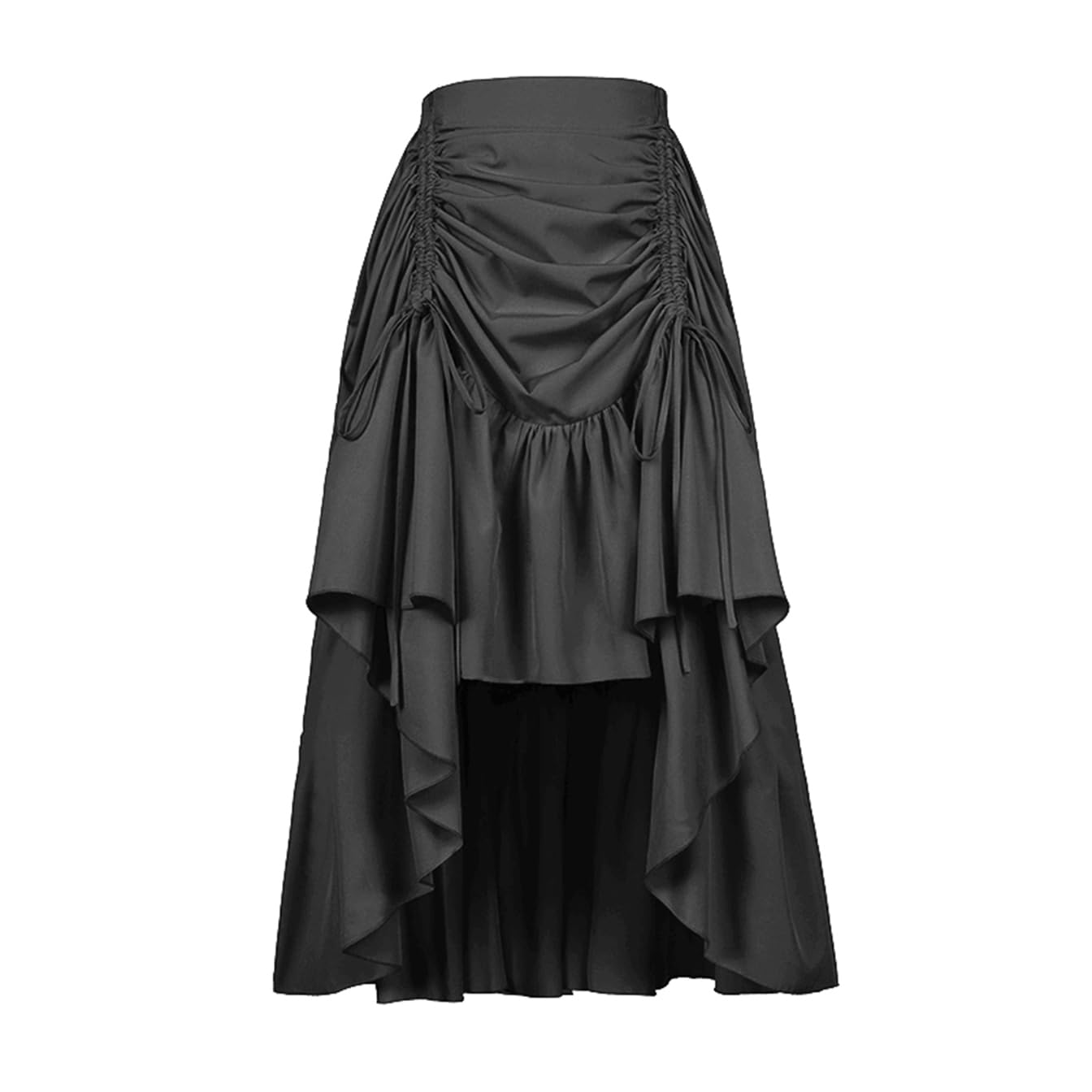 itsjake Women's Steampunk Pirate Skirt Victorian Renaissance High-Low Skirt(S,2022017BK)