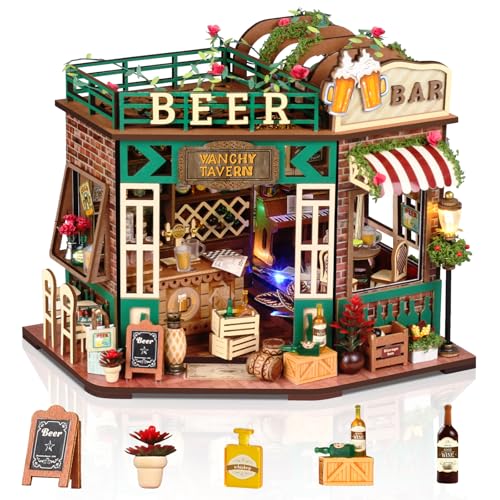 Foyucool Miniature House Kit, DIY Miniature Dollhouse Kit, Mini House Building Kits with LED, Unique Gift for Birthday Chr...