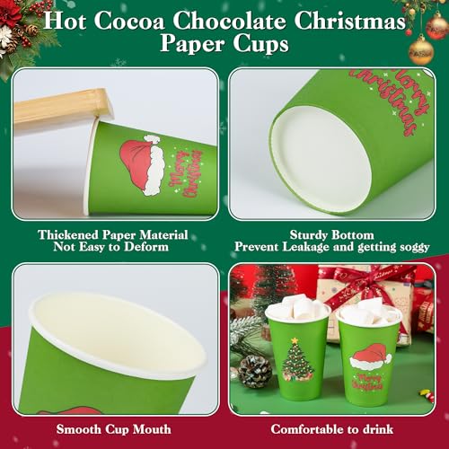 120 Pcs Merry Christmas Coffee Cups - Stink Stank Stunk Santa Hat Green 12 oz Disposable Hot Cocoa Coffee Paper Cup Bulk X...