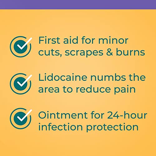 Neosporin + Lidocaine First Aid Triple Antibiotic Ointment, Fast-Acting, Maximum Strength Topical Pain Relief, 24-Hour Inf...