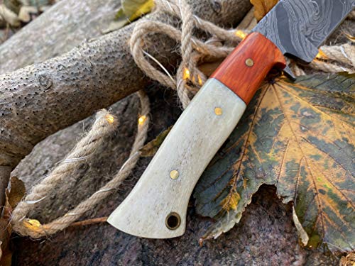 Perkin FBE111 Fixed Blade Hunting Knives with Sheath- Damascus Steel Handmade Full Tang Bushcraft Fixed-Blade Premium Knif...