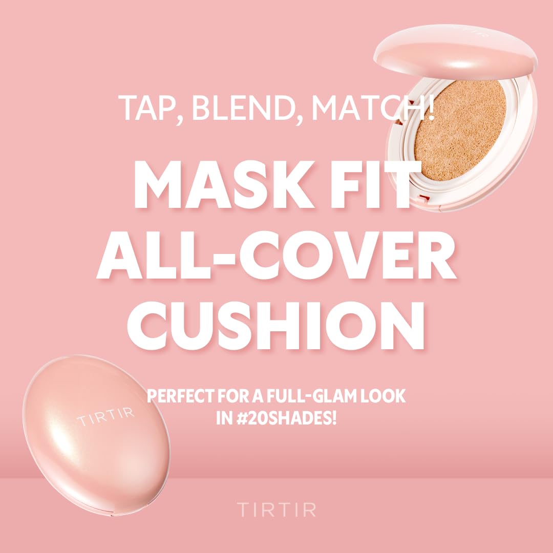 [*Mini Size*] TIRTIR All Cover Pink Cushion | Korean Cushion Foundation, (#17C Porcelain, 0.15 Fl Oz)