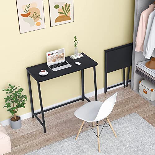 WOHOMO Folding Computer Desk, Small Writing Foldable Desk 31.5", Space-Saving Laptop Table, Easy Assemble Workstation for ...