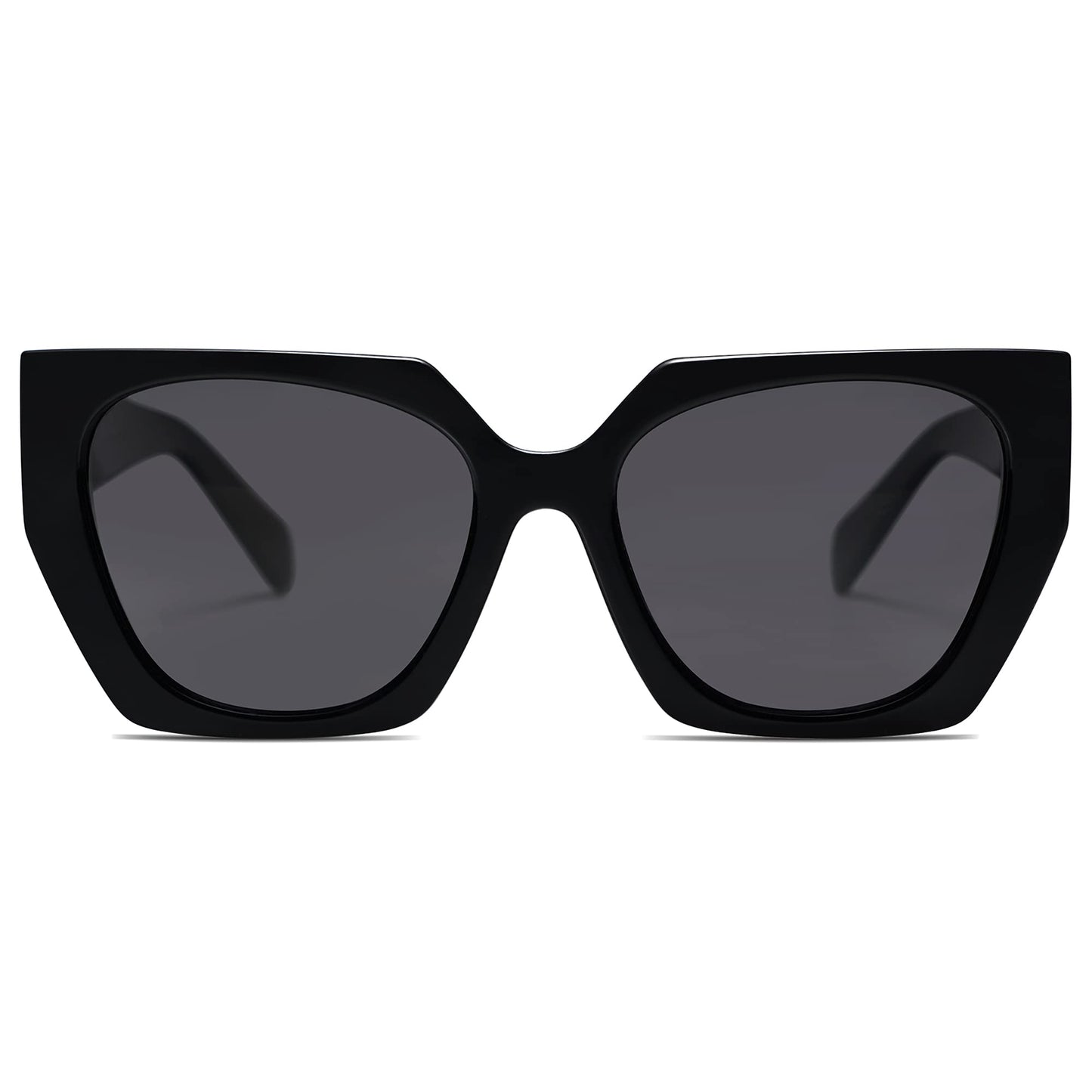 SOJOS Large Oversized Polarized Sunglasses for Women, Big Designer Womens Trendy Square Shades SJ2205, All Black