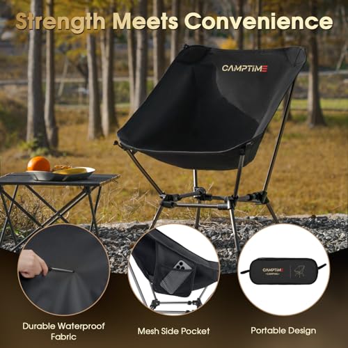Camptime Portable Camping Chair Plus, Larger & Roomier, Compact and Lightweight, Folding Chair for Backpacking & Hiking, 3...