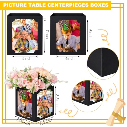 Tongnian 12 Pcs Picture Centerpieces for Table - 6/7 Inch Photo Display Frame & Hollow Picture Props Box for Christmas, We...