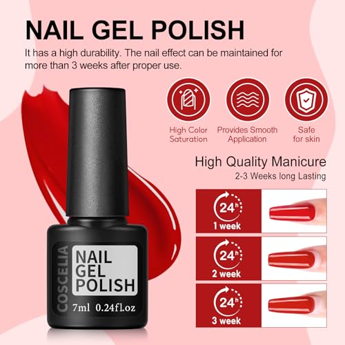 COSCELIA 53pcs Gel Nail Polish Kit with U V light and Drill Starter Kit 35 Colors Gel Nail Polish with 5pcs Top Base Coat ...