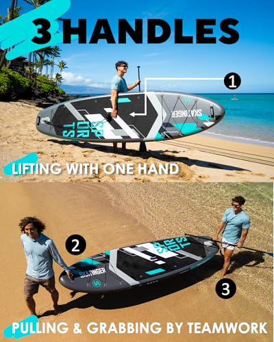 Skatinger 11'6×35" Super Wide Inflatable Paddle Board, Ultra Stable Stand Up Paddleboards for 450lb/3 People/Family/Big Si...