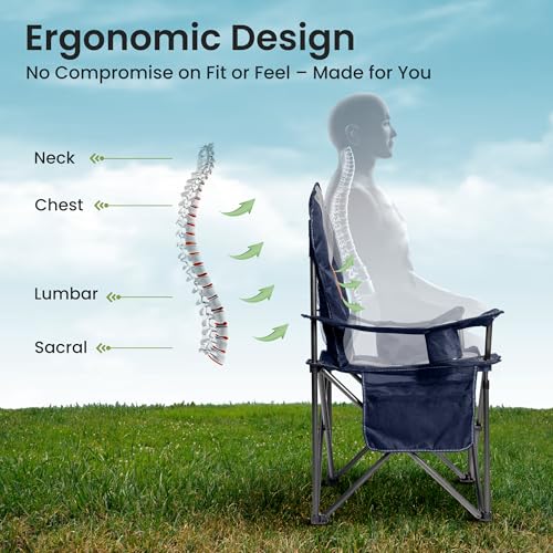 Foristrail Oversized Camping Chair Heavy Duty- Portable Folding Chair, Cup Holder & Waterproof Phone Case for Adults, Beac...