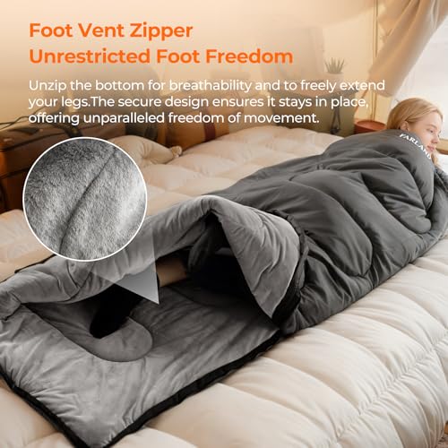 FARLAND Sleeping Bag for Adults, Cold Weather & Warm Plush Fleece-Lined Interior - Portable Waterproof Windproof with Comp...