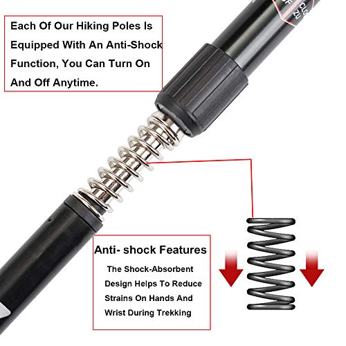 Aihoye Hiking Trekking Poles, 2 Pack Collapsible, Lightweight, Anti Shock, Walking Sticks, Adjustable Hiking Pole for Men ...