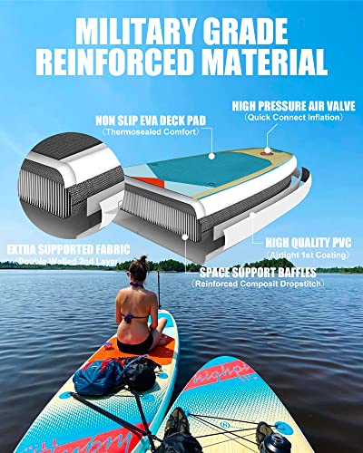 Highpi Inflatable Stand Up Paddle Board for Youth and Adults – Wide Sup with Premium Accessories, Blow Up Paddleboard for ...