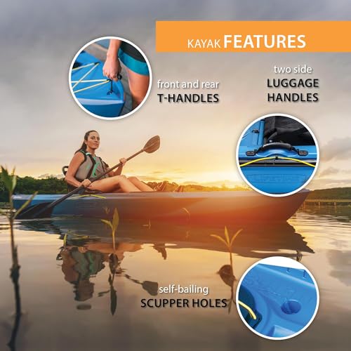 Lifetime Enclave Angler Fishing Kayak, 10.3 Ft, Adjustable Seat, Rod Holders, Blue