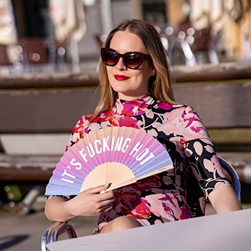 Fisura – Gradient and solid folding fans with messages. Wooden fans for women for weddings, parties and gifts. 16.7 x 9 inch