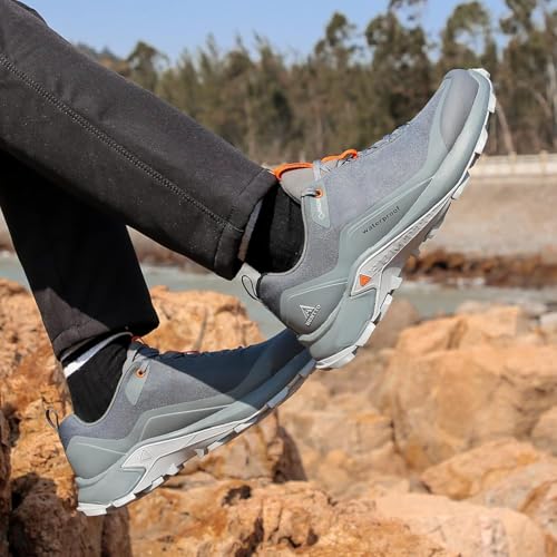 HUMTTO Men's All-Terrain Waterproof Hiking Shoes Lightweight Breathable Anti Slip Outdoor Trekking Trails Shoes