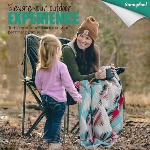SUNNYFEEL UNNYFEEL Oversized Folding Camping Chair 500 LBS Heavy Duty Lawn Chairs with Portable Folding with Armrest, Cup ...