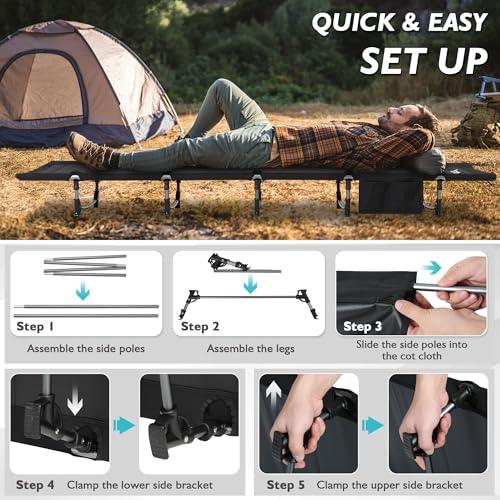 Buymoth Ultralight Folding Tent Camping Cot Bed Lightweight Backpacking Cot Without Tools Hiking Cot Portable Camping Bed ...