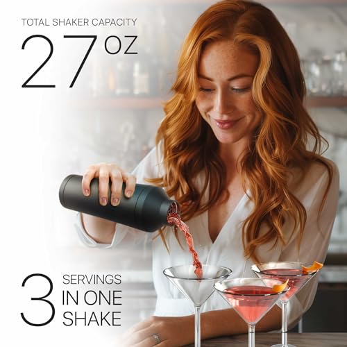 Insulated Cocktail Shaker Set | Double Wall Stainless Steel | Martini Shaker for Home Bar Bartending | Built-in Drink Meas...