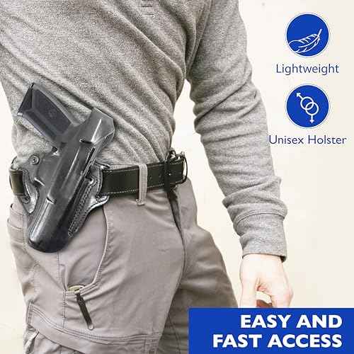DeSantis Thumb Break Mini Slide Holster - OWB Holster, Open Carry Holster, Craft Leather Gun Belt Holster, Compatible with the GLOCK 43, GLOCK 43X, GLOCK 48 - Right Hand Draw, Tan