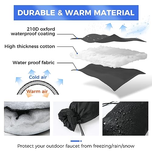 Outdoor Faucet Covers for Winter Freeze Protection, 2 Pack 6.7" x 9.5" Hose Bib Cover, Water Spigot Covers Winter Insulate...