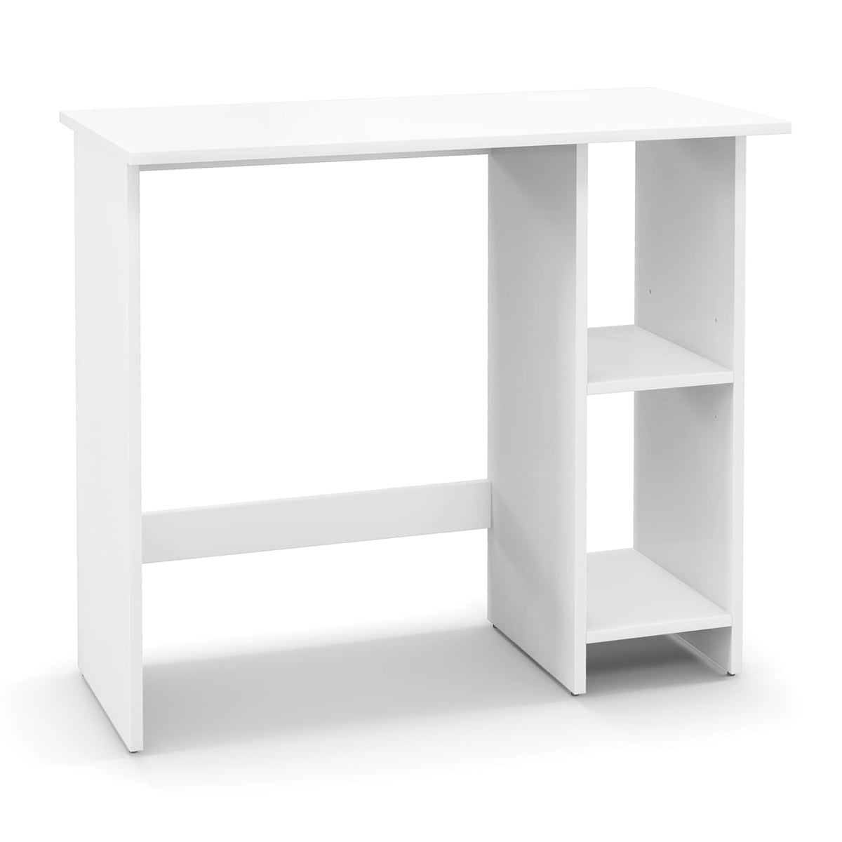 IFANNY Computer Desk, 31.5’’ Writing Desk with Storage Shelves, Kids Study Table, Compact Gaming Table, Wood Vanity Makeup Table, Small Desk for Bedroom, Living Room, Study, Home Office (White)