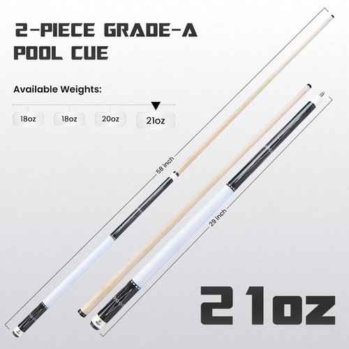 Big Cat Timeless Legacy Pool Cue Stick - Grade A Canadian Maple, 12.5mm Professional Leather Tip, 58” Length, Premium Billiard Cue for Adults – Home or Tournament Play - 21oz, Gray Black